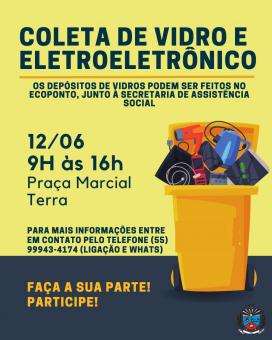 Jóia terá recolhimento de eletroeletrônicos e vidros no dia 12 de junho Jóia terá recolhimento de eletroeletrônicos e vidros no dia 12 de junho