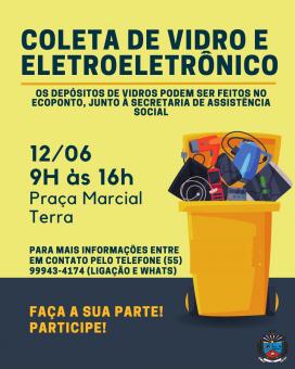 Jóia terá recolhimento de eletroeletrônicos e vidros no dia 12 de junho