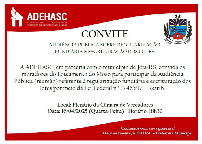 AUDIÊNCIA PÚBLICA SOBRE LOTEAMENTO DO MOSO